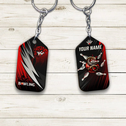 Strike Bloody Snake Bowling Ball On Fire Personalized Name 3D Keychain ORN0169