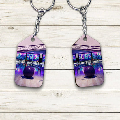 Purple Bowling Ball Personalized Name 3D Keychain ORN0163