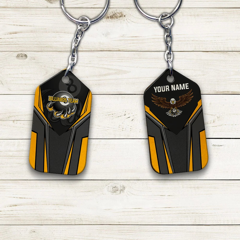 Eagle Billiards Teams 8 Ball Personalized Name Keychain Gift For Billiard Players ORN0206