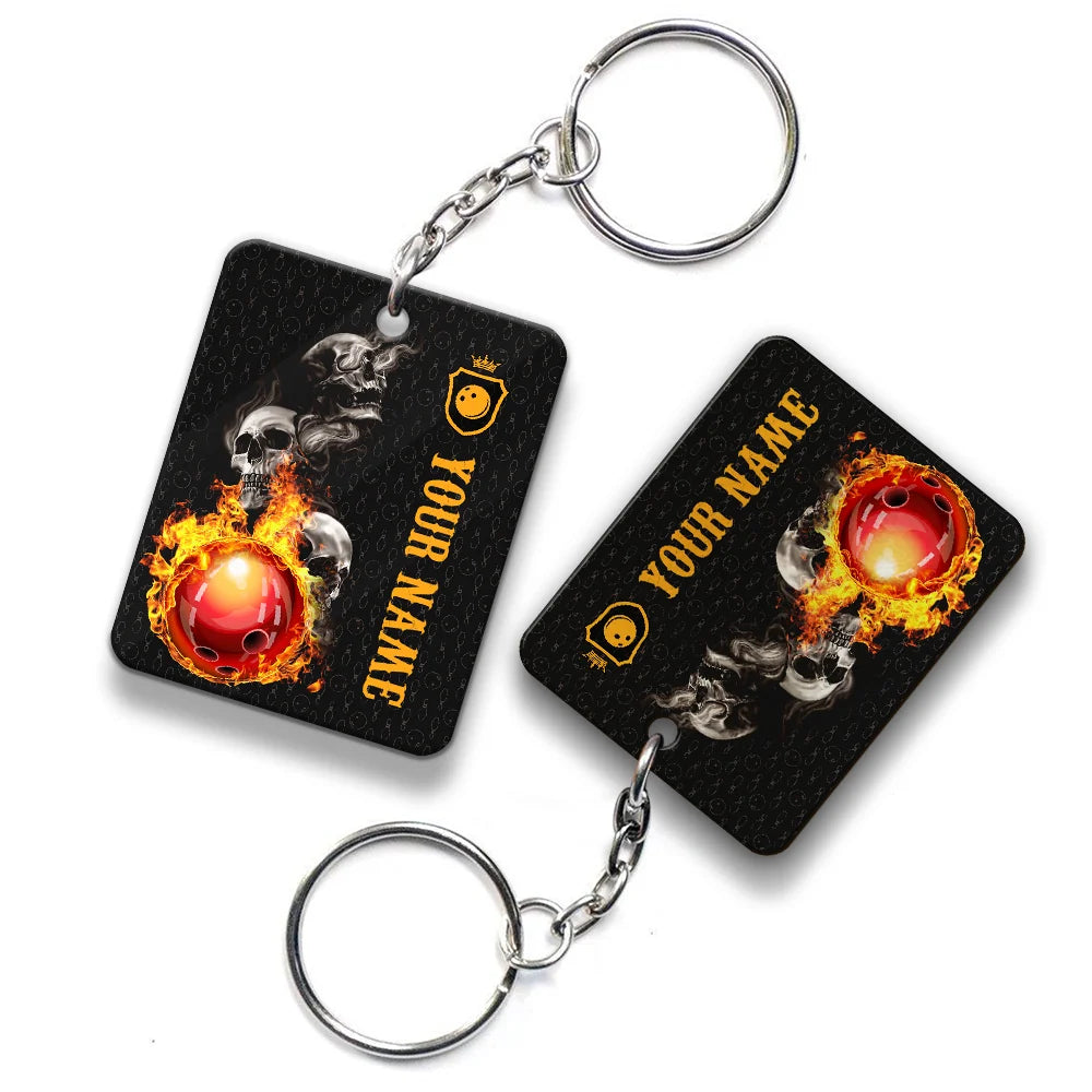 Bowling Skull Hello Darkness My Old Friend Personalized Name Keychain Gift For Bowler ORN0192
