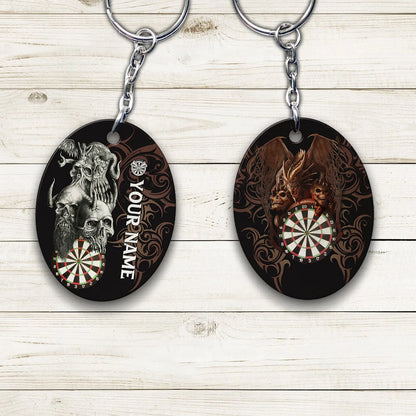 Skull Dartboard Personalized Name 3D Dragon And Darts Keychain For Dart Team Player ORN0170