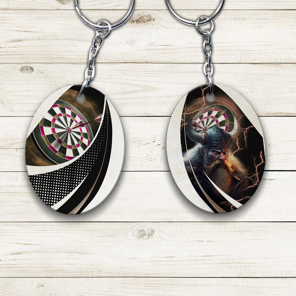 Bullseye Dartboard Brown Keychain Viking And Darts For Dart Team Player ORN0182