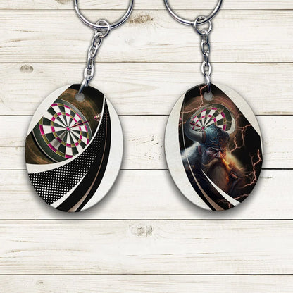Bullseye Dartboard Brown Keychain Viking And Darts For Dart Team Player ORN0182
