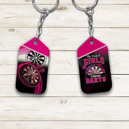 The Coolest Girls Throw Darts Keychain For Dart Team Player ORN0175
