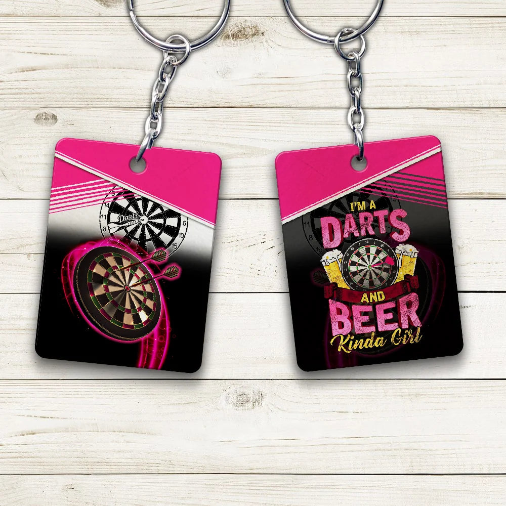 I'm A Darts And Beer Kinda Girl Keychain For Darts Player ORN0196