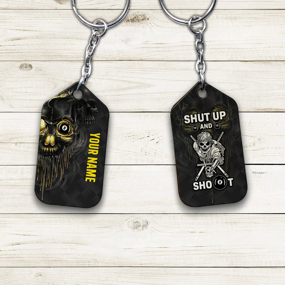 Pool Shut Up And Shoot Personalized Name 3D Keychain Gift For Billiard Players ORN0203