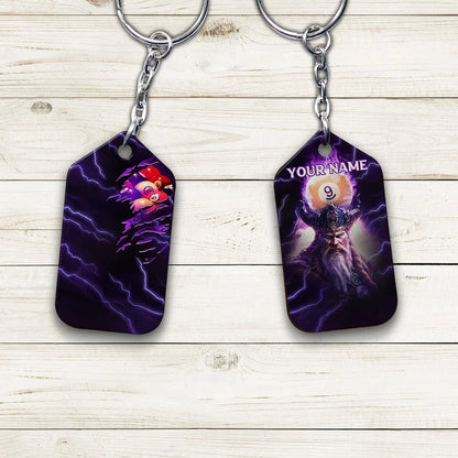 Billiard Pool 9 Ball Thunder Viking Personalized Name 3D Keychain Gift Billiard Players ORN0228