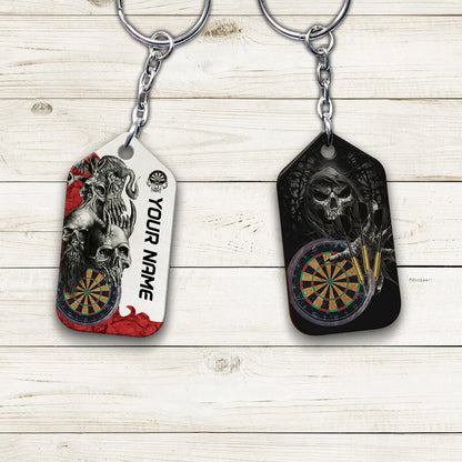 Dartboard Skull Personalized Name 3D Keychain For Darts Player ORN0185