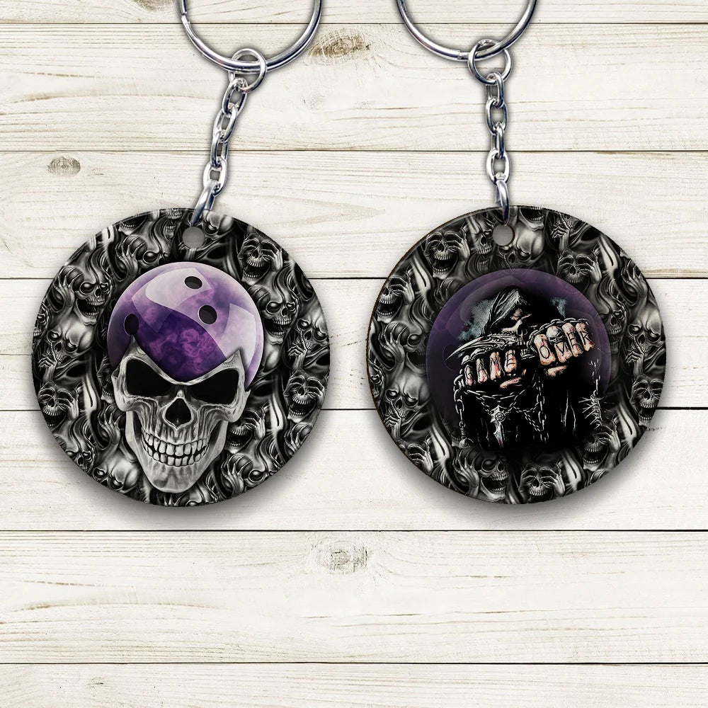 Purple Skull Bowling Ball Keychain ORN0161