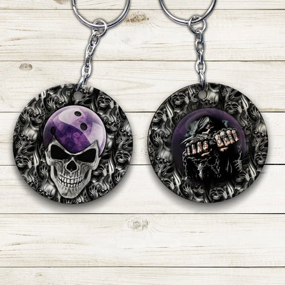 Purple Skull Bowling Ball Keychain ORN0161