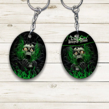 Skull Billiard 8-Ball Pool Player Old Men Personalized Name Keychain For Billiard Players ORN0238