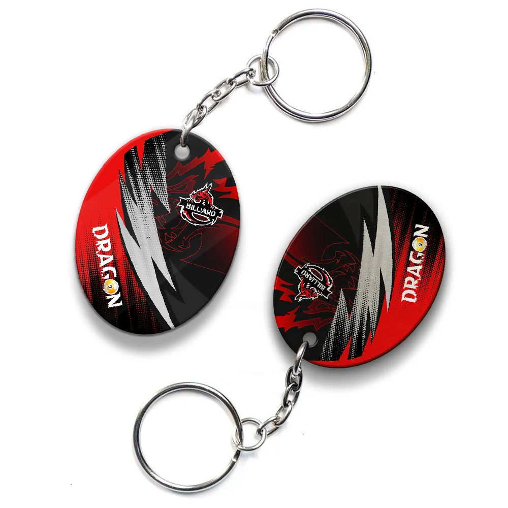 Dragon Team Billiard Pool 9 Ball On Fire Personalized Name 3D Keychain Gift For Billiard Players ORN0186