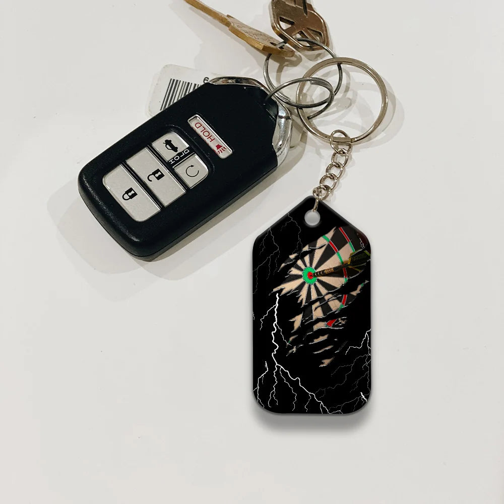 Darts Paint Splash Personalized Name Viking And Darts Keychain For Dart Team Player ORN0174