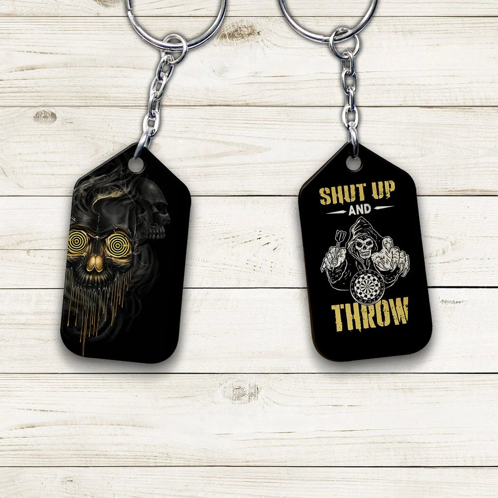 Shut Up And Bowl Golden Skull Keychain Gift For Bowler ORN0160