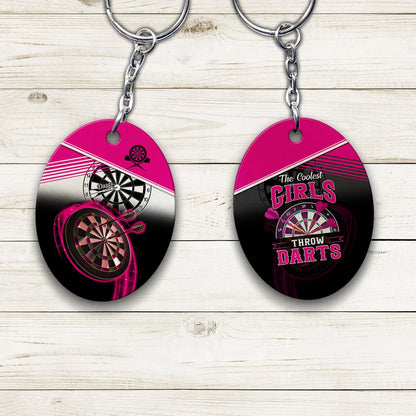 The Coolest Girls Throw Darts Keychain For Dart Team Player ORN0194