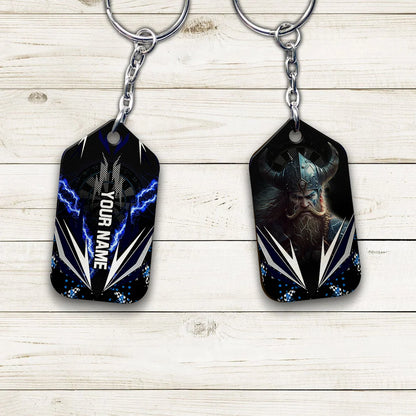 Bullseye Dartboard Thunder Personalized Name 3D Viking And Darts Keychain For Dart Team Player ORN0158