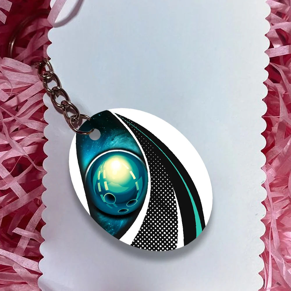 Eagle Bowling Team Blue Bowling Ball Keychain ORN0198