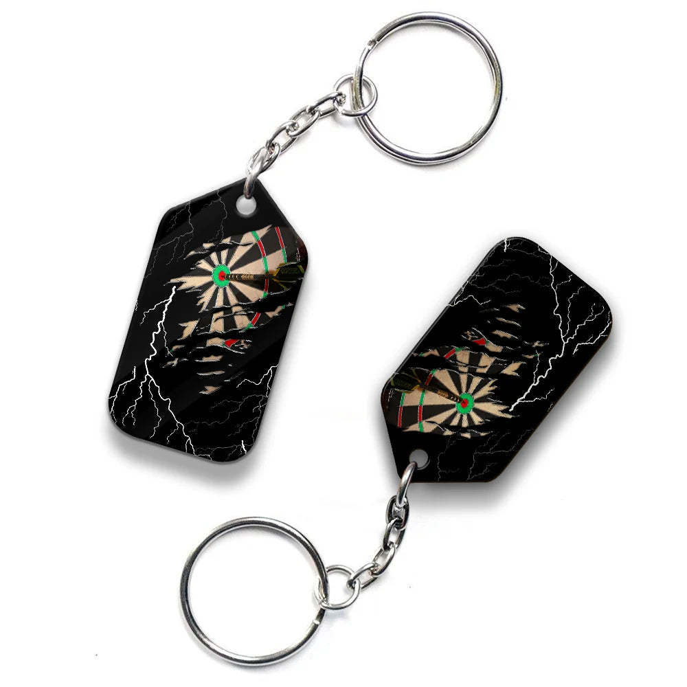 Darts Paint Splash Personalized Name Viking And Darts Keychain For Dart Team Player ORN0174