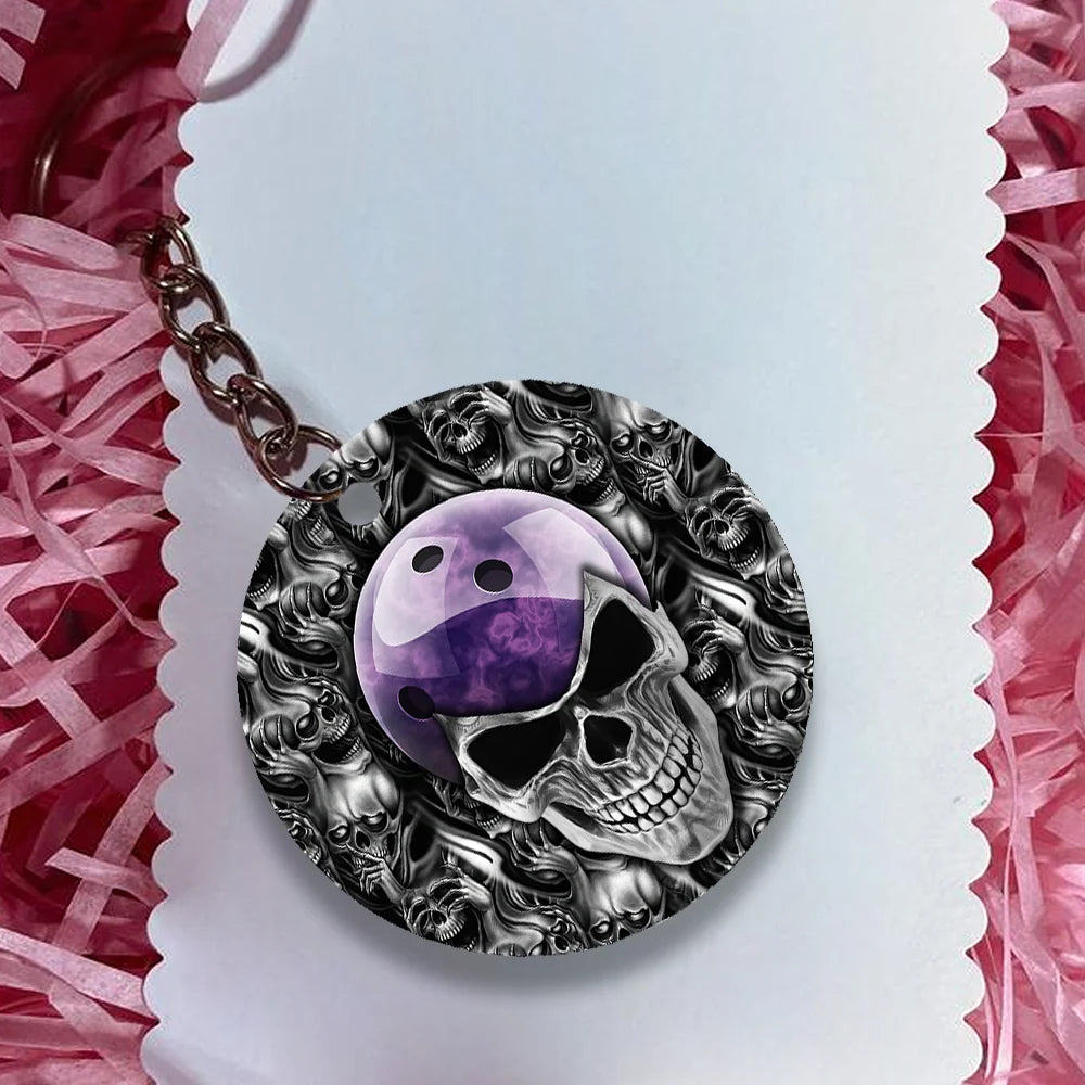 Purple Skull Bowling Ball Keychain ORN0161