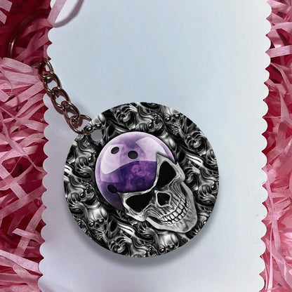 Purple Skull Bowling Ball Keychain ORN0161