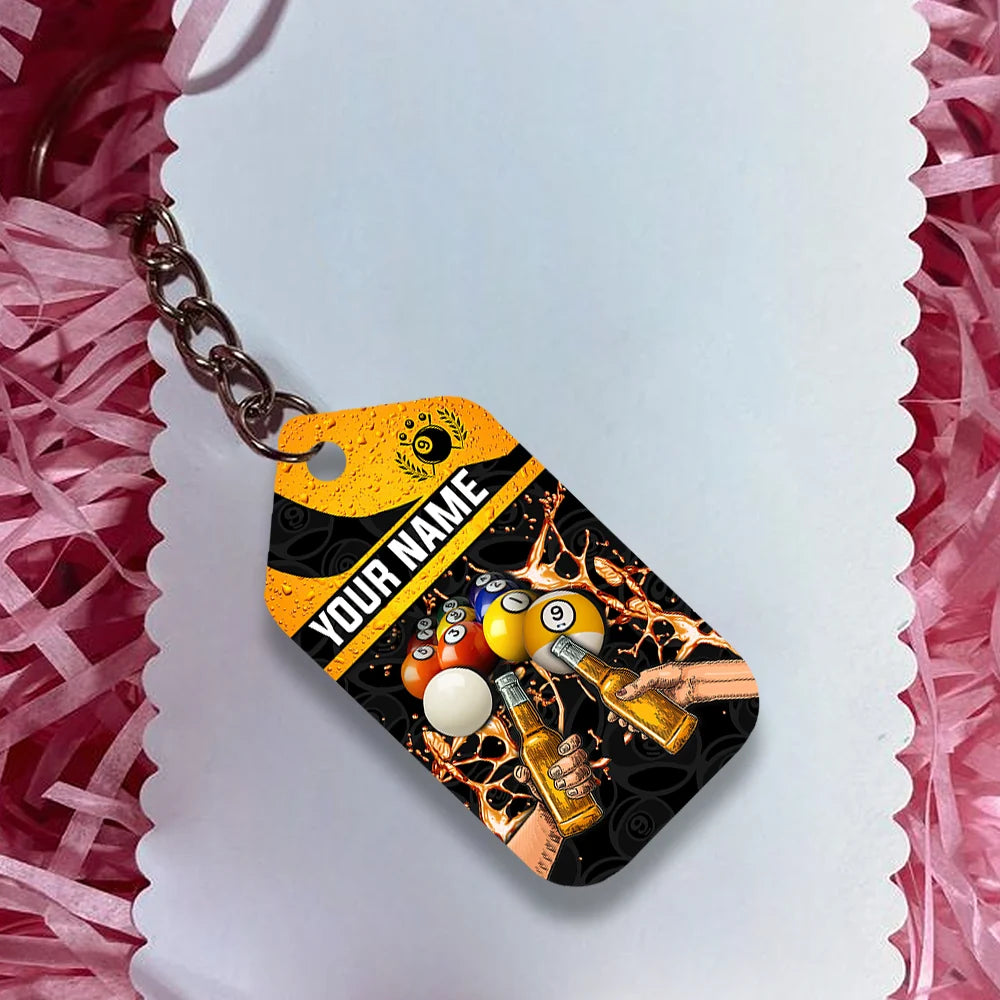 Nine-Ball Billiard And Beer That's Why I'm Here Personalized Name Keychain For Billiard Players ORN0191
