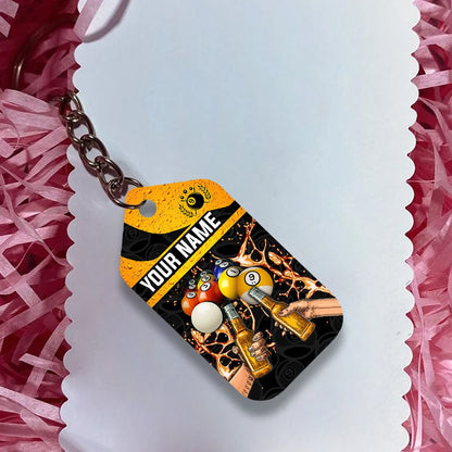 Nine-Ball Billiard And Beer That's Why I'm Here Personalized Name Keychain For Billiard Players ORN0191