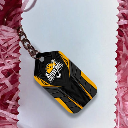 Bowling Pin And Bowl Ball Yellow Personalized Name 3D Keychain Gift For Bowler ORN0207