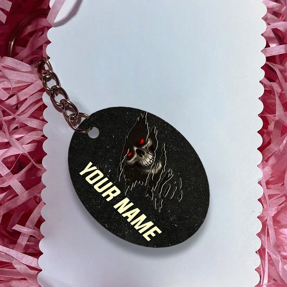 Skull Pool 8 Ball I'm Here To Break Your Balls Personalized Name Keychain Gift For Billiard Players ORN0200
