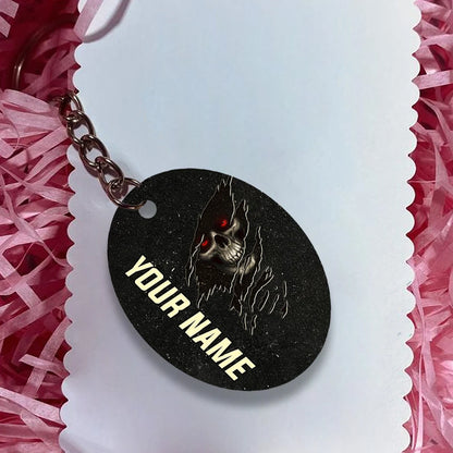 Skull Pool 8 Ball I'm Here To Break Your Balls Personalized Name Keychain Gift For Billiard Players ORN0200