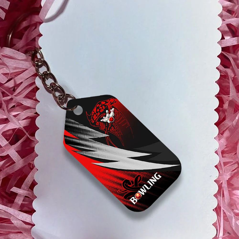 Strike Bloody Snake Bowling Ball On Fire Personalized Name 3D Keychain ORN0169