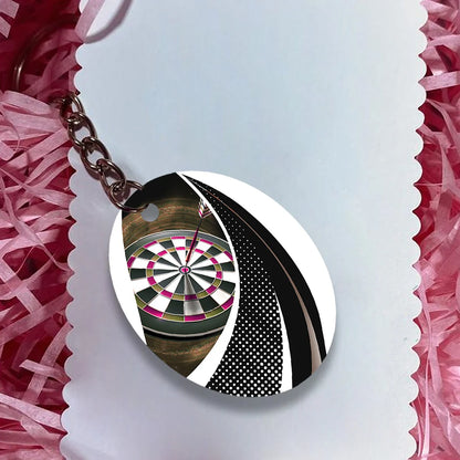 Bullseye Dartboard Brown Keychain Viking And Darts For Dart Team Player ORN0182