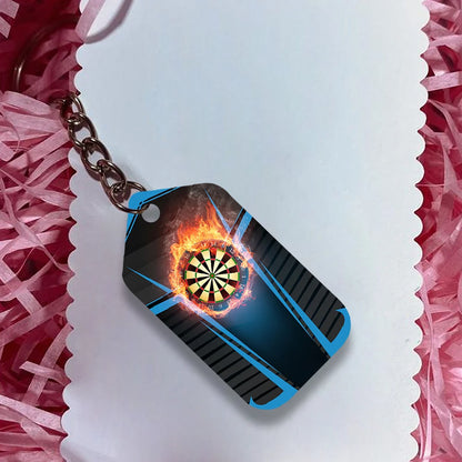 Darts Board In Flames Personalized Name 3D Keychain For Darts Team Player ORN0205