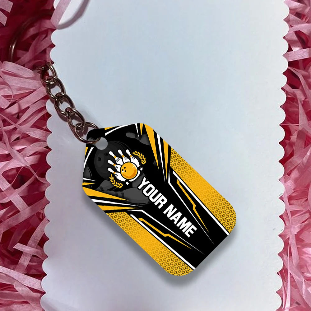Yellow Bowling You Don't Have To Be Crazy Personalized Name 3D Keychain Gift For Bowler ORN0190