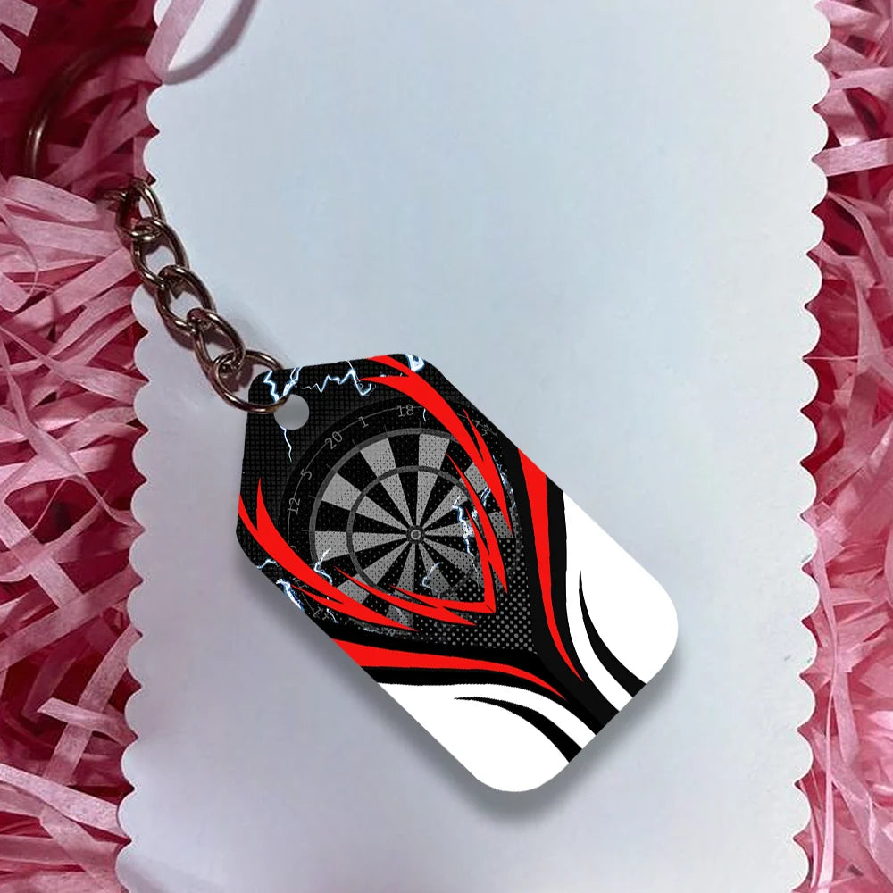 Flame Bullseye Dartboard Wolf And Darts Keychain For Dart Team Player ORN0242