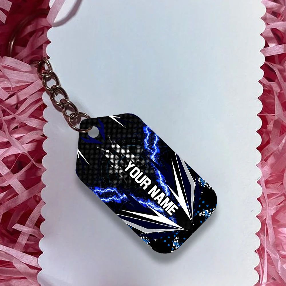 Bullseye Dartboard Thunder Personalized Name 3D Viking And Darts Keychain For Dart Team Player ORN0158