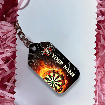 Thunder Flame Bullseye Dartboard Personalized Name 3D Dragon And Darts Keychain For Dart Team Player ORN0183