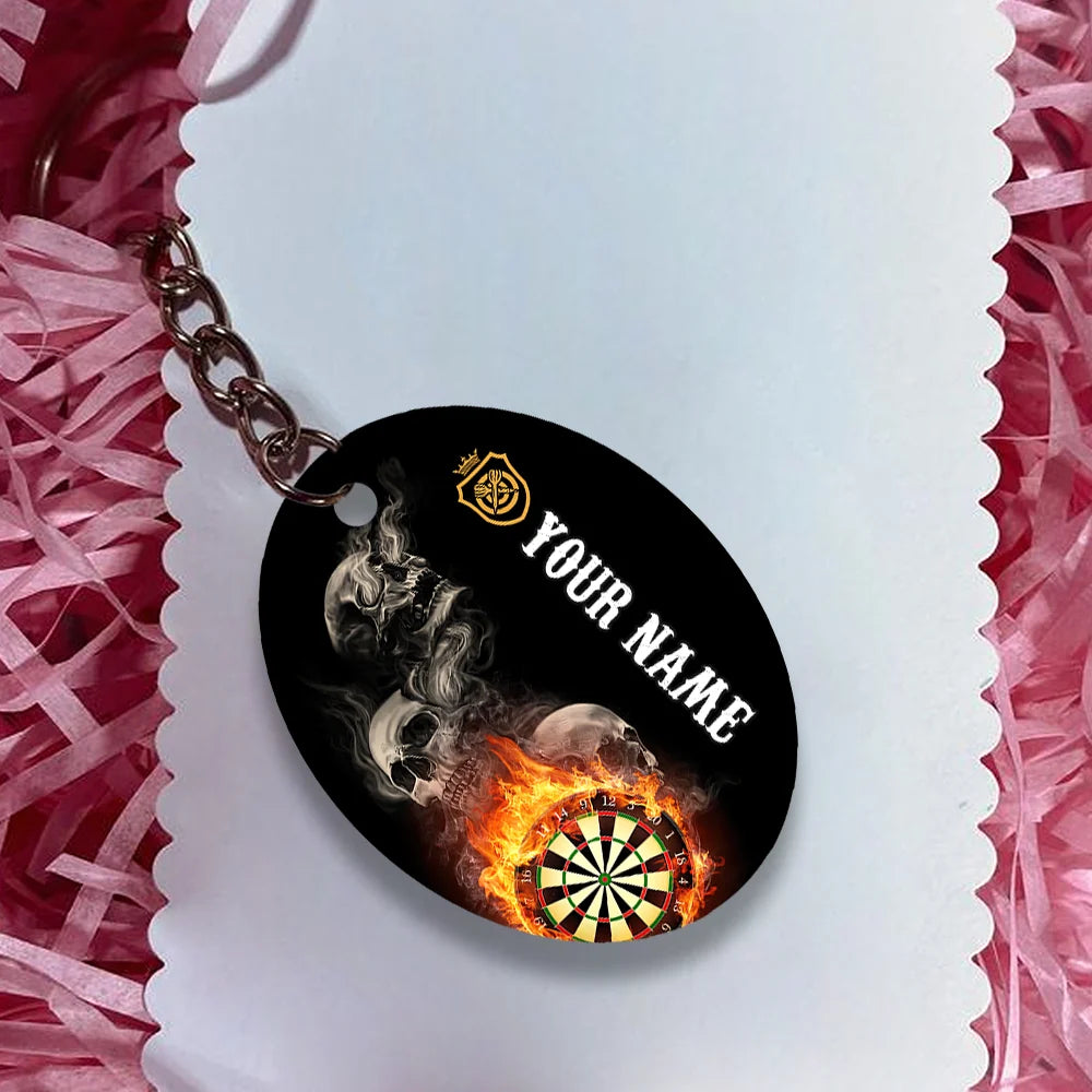 Hello Darkness My Old Friend I've Come To Play With You Again Personalized Name 3D Keychain For Dart Team Player ORN0201